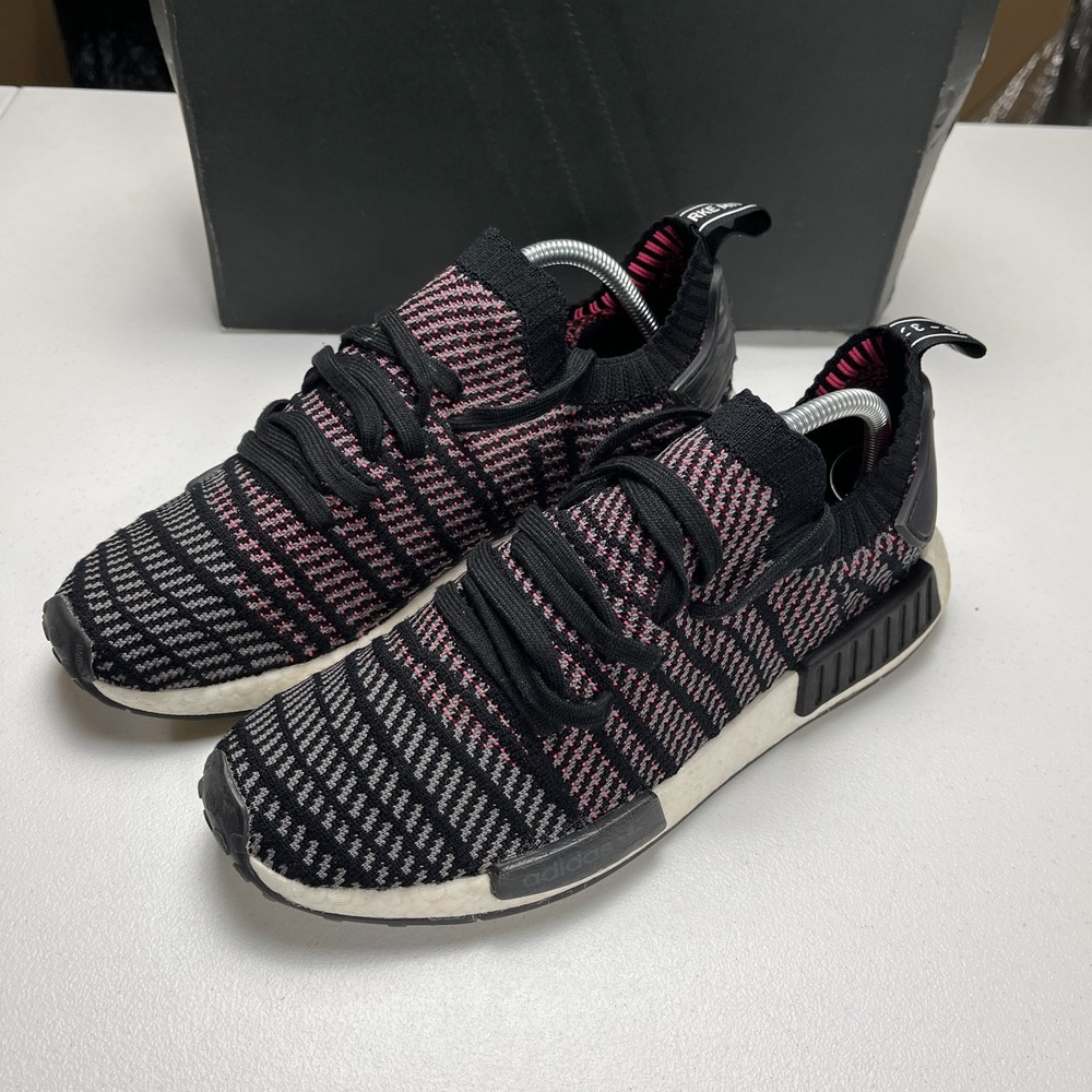 Adidas NMD_R1 STLT Primeknit Black/ Pink/ White Sneakers Men 10 CQ2386